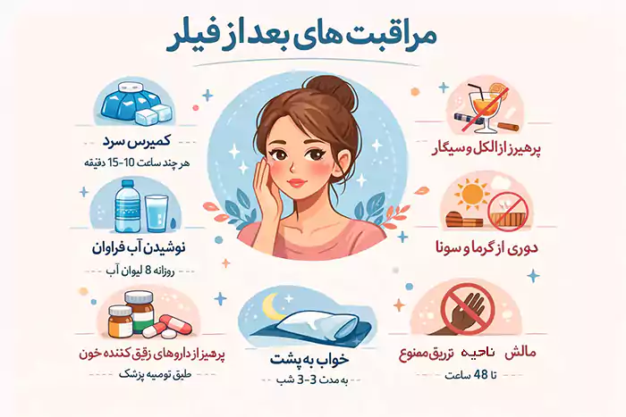 اینفوگرافیک مراقبت بعد از فیلر